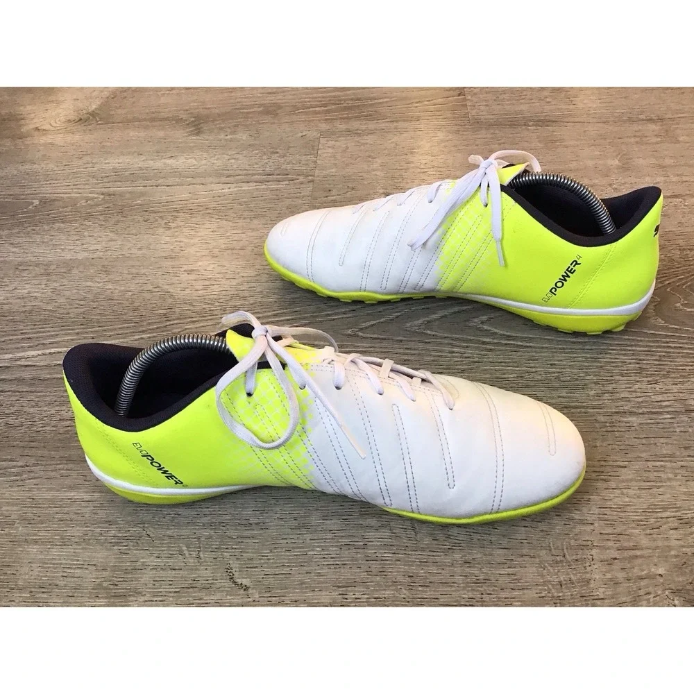 Puma Mens evoPOWER 4 Size 12 Indoor Soccer Cleats Turf Neon Yellow White 103588